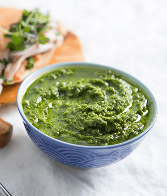 Avocado and Basil Microgreens Pesto Sauce