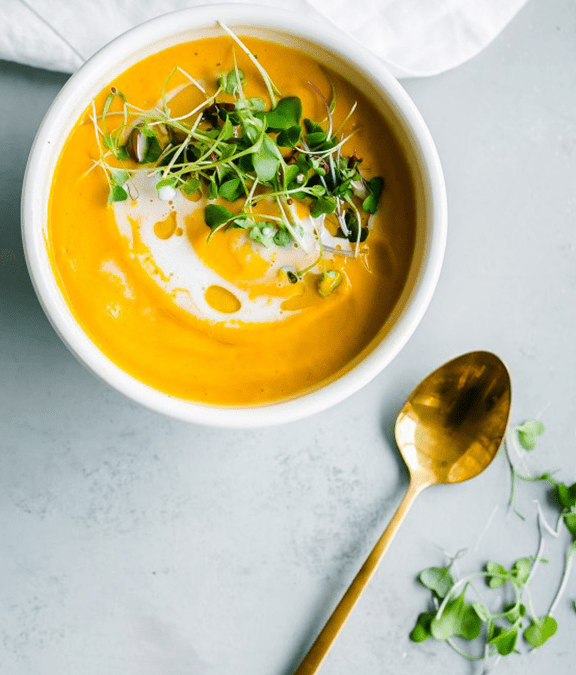 Creamy Microgreen Carrot Soup